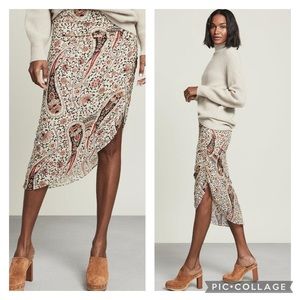 Veronica Beard Paisley Midi Skirt in Cream and Brown